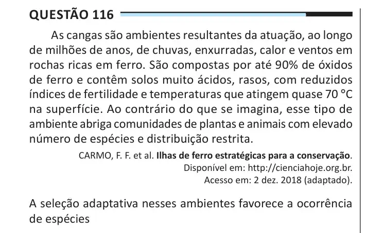 Enunciado da questão 116 do ENEM 2025 Dia 2