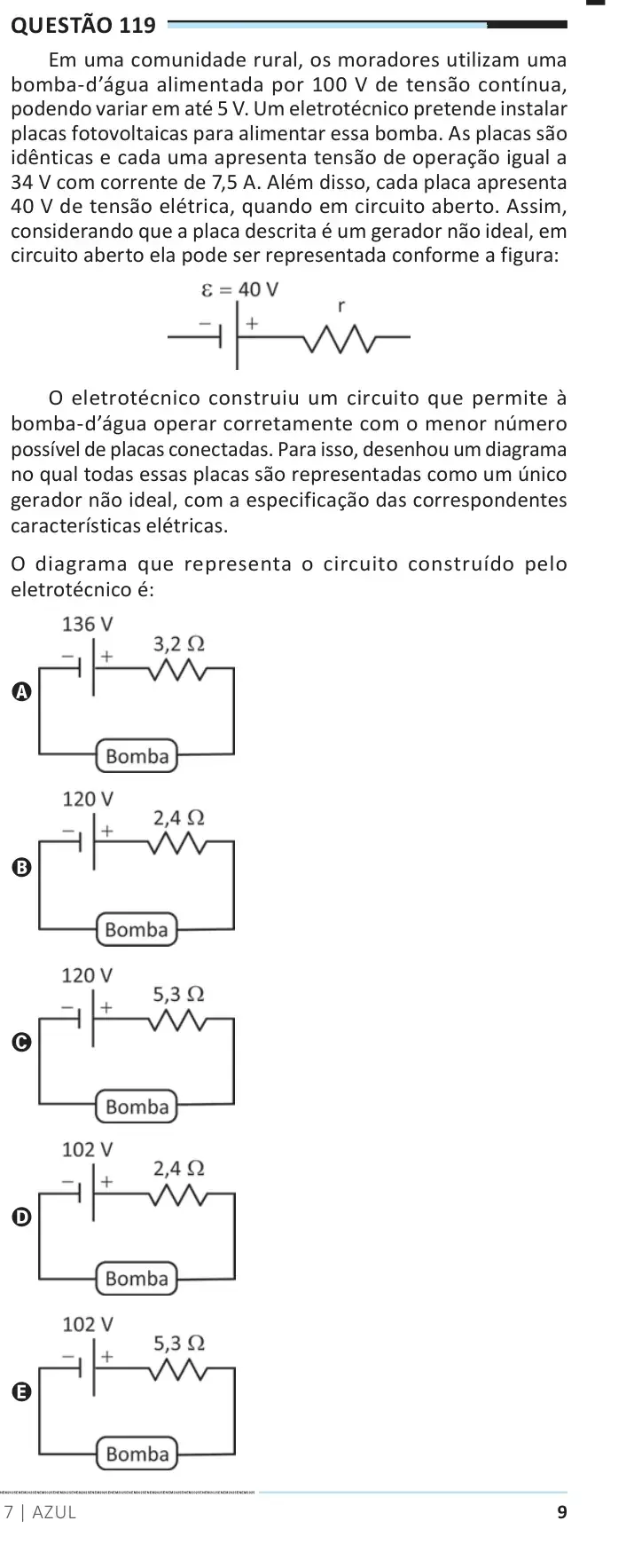 Enunciado da questão 119 do ENEM 2025 Dia 2