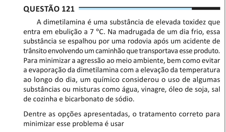 Enunciado da questão 121 do ENEM 2025 Dia 2