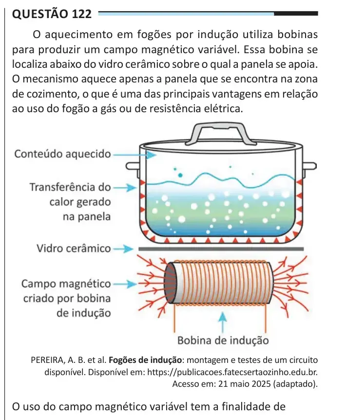 Enunciado da questão 122 do ENEM 2025 Dia 2