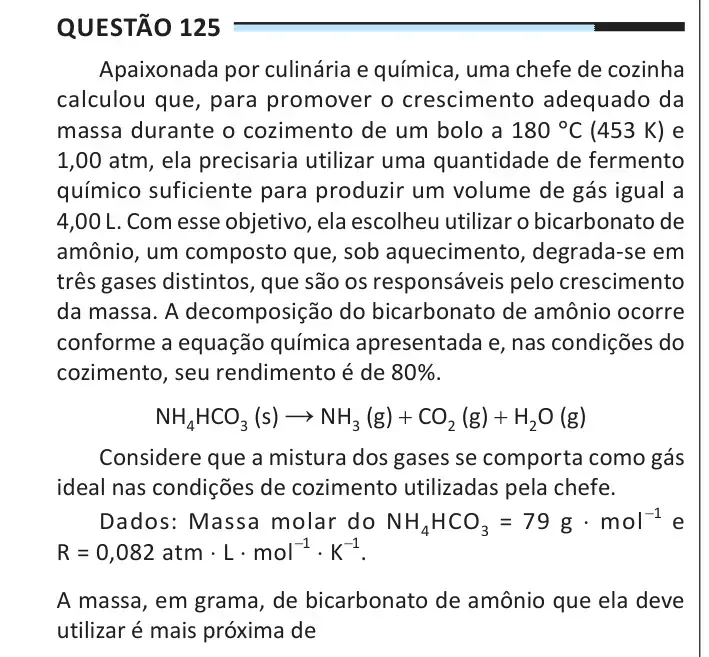 Enunciado da questão 125 do ENEM 2025 Dia 2
