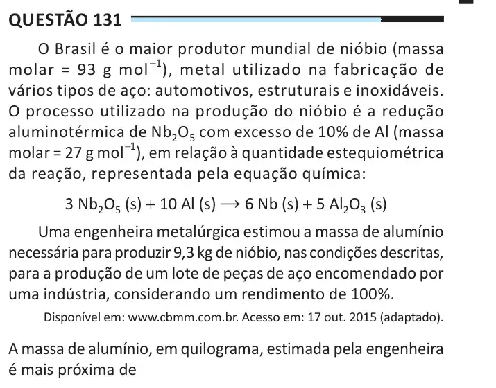 Enunciado da questão 131 do ENEM 2025 Dia 2