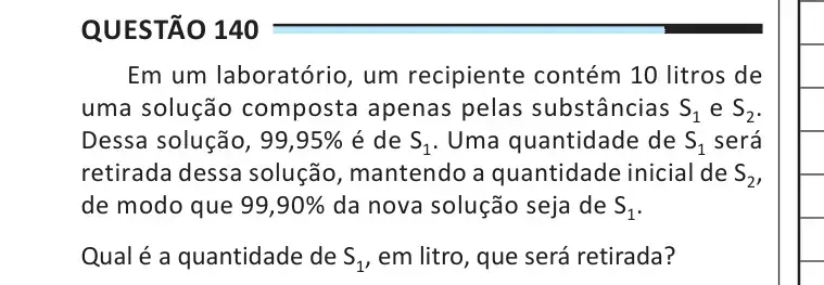 Enunciado da questão 140 do ENEM 2025 Dia 2