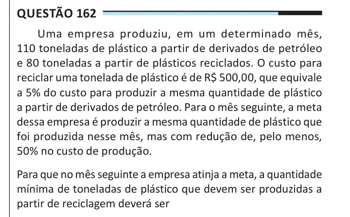 Enunciado da questão 162 do ENEM 2025 Dia 2