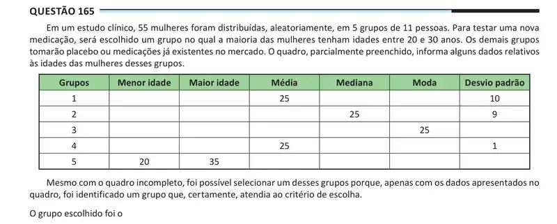 Enunciado da questão 165 do ENEM 2025 Dia 2