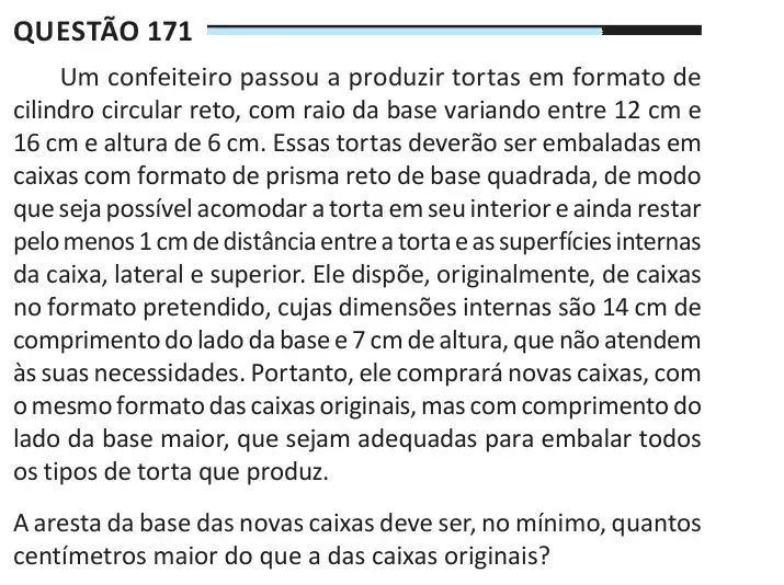 Enunciado da questão 171 do ENEM 2025 Dia 2