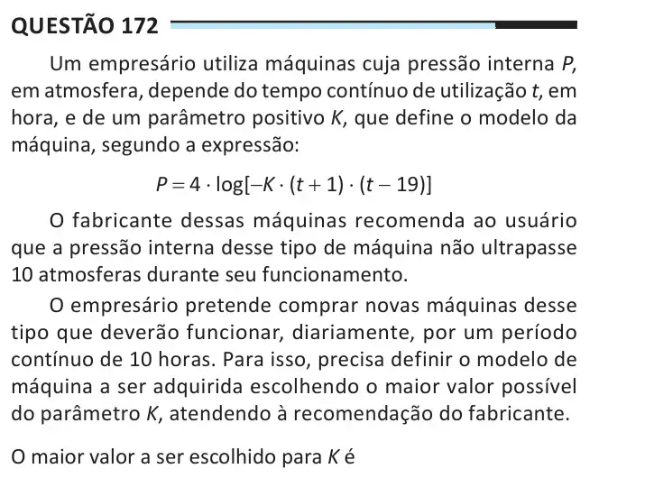 Enunciado da questão 172 do ENEM 2025 Dia 2