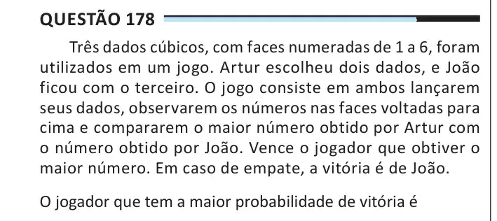 Enunciado da questão 178 do ENEM 2025 Dia 2