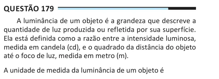 Enunciado da questão 179 do ENEM 2025 Dia 2