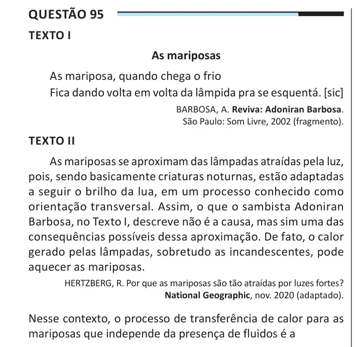 Enunciado da questão 95 do ENEM 2025 Dia 2