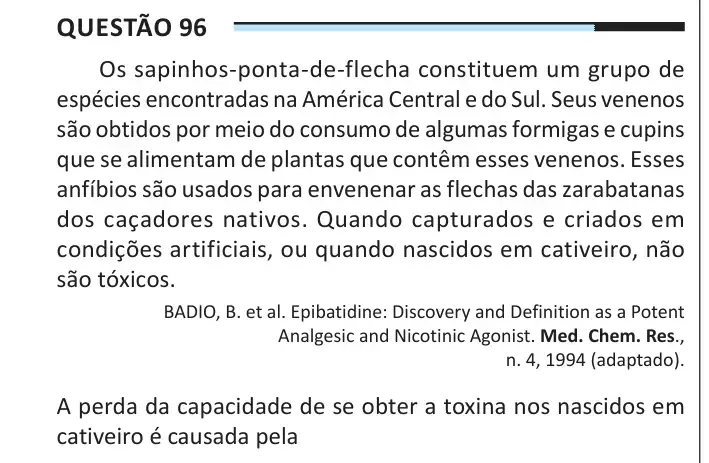 Enunciado da questão 96 do ENEM 2025 Dia 2