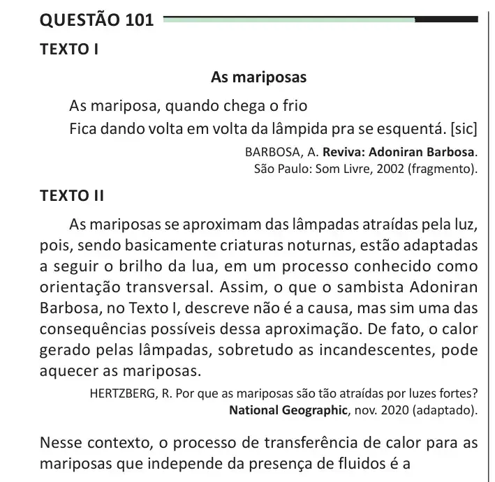 Enunciado da questão 101 do ENEM 2025 Dia 2