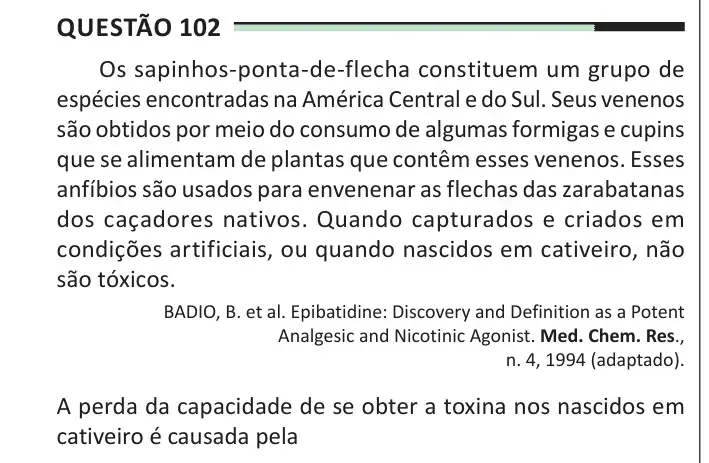 Enunciado da questão 102 do ENEM 2025 Dia 2