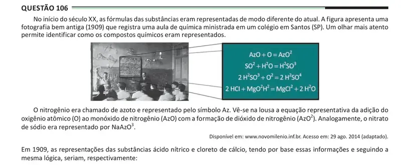 Enunciado da questão 106 do ENEM 2025 Dia 2