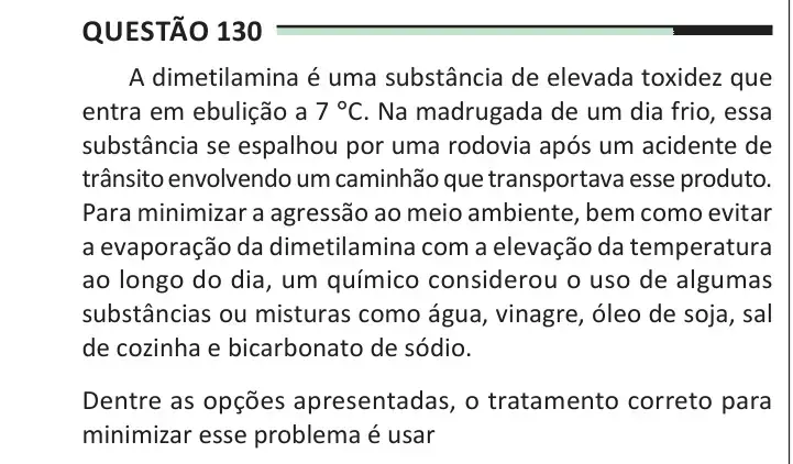 Enunciado da questão 130 do ENEM 2025 Dia 2