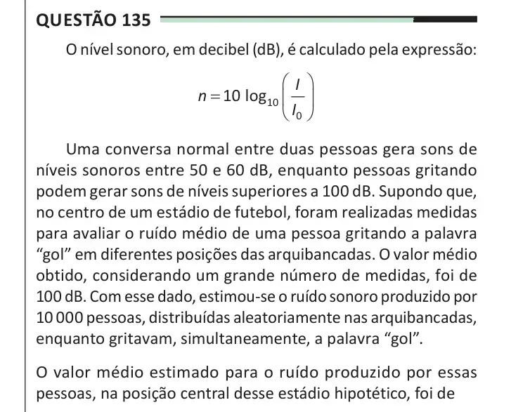 Enunciado da questão 135 do ENEM 2025 Dia 2