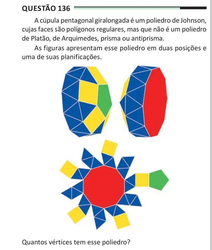 Enunciado da questão 136 do ENEM 2025 Dia 2