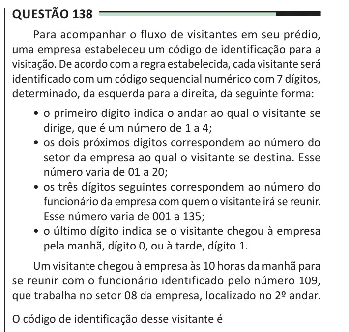 Enunciado da questão 138 do ENEM 2025 Dia 2