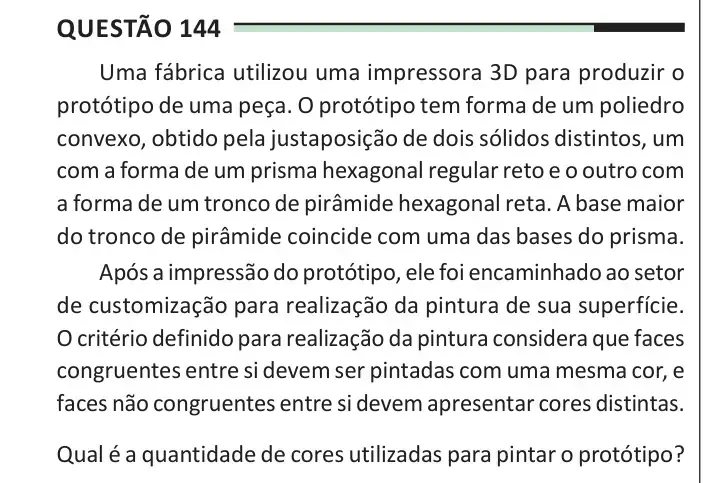 Enunciado da questão 144 do ENEM 2025 Dia 2