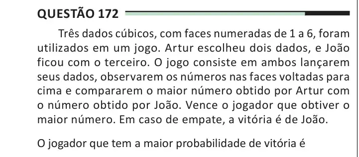 Enunciado da questão 172 do ENEM 2025 Dia 2