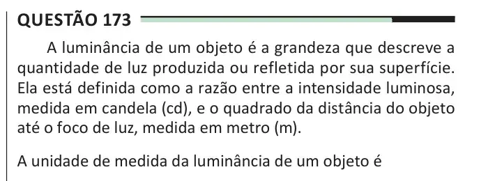 Enunciado da questão 173 do ENEM 2025 Dia 2