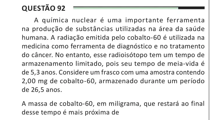 Enunciado da questão 92 do ENEM 2025 Dia 2